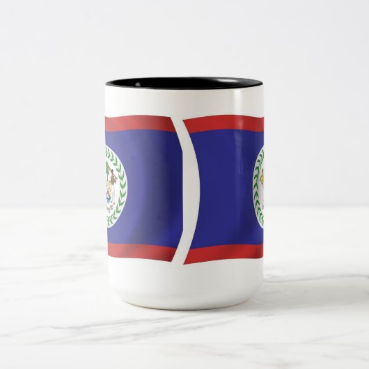 ベリーズ国旗のマグカップ ツートーンマグカップ (中央)