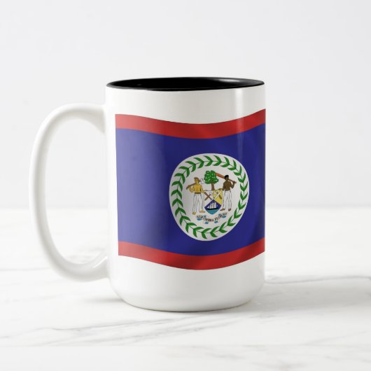 ベリーズ国旗のマグカップ ツートーンマグカップ (左)