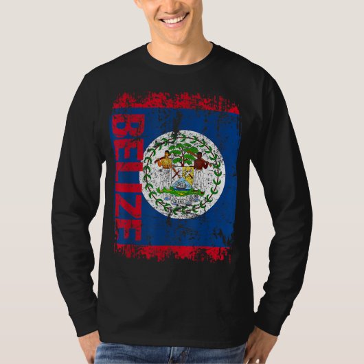 ベリーズ国旗のヴィンテージ動揺してベリーズ Tシャツ (正面)