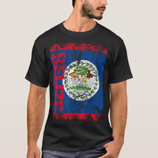 ベリーズ国旗のヴィンテージ動揺してベリーズ Tシャツ (正面)