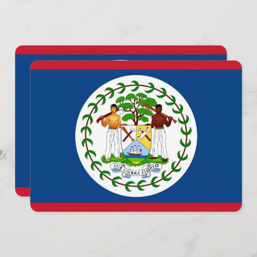 ベリーズ国旗を持つ愛国的招待状 招待状 (正面/裏面)