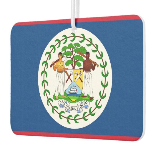 ベリーズ国旗を掲げたカーエアーフレザー カーエアーフレッシュナー (左)