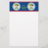 ベリーズ国旗を掲げた文房具 便箋 (正面)