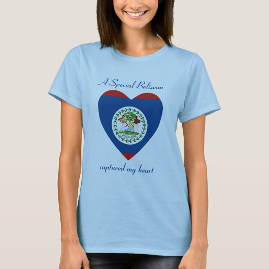 ベリーズ国旗スウィートハートTシャツ Tシャツ (正面)