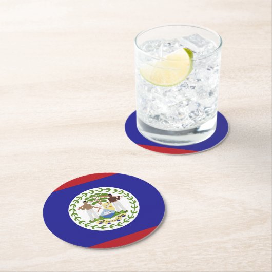 ベリーズ国旗 ラウンドペーパーコースター (インサイチュ)