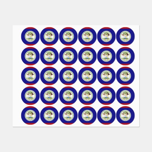 ベリーズ国旗 ラベル (シート)