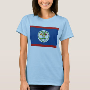 ベリーズ国旗x地図Tシャツ Tシャツ