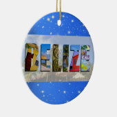 ベリーズ旅行写真熱帯ビーチブルークリスマス セラミックオーナメント (右)