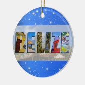 ベリーズ旅行写真熱帯ビーチブルークリスマス セラミックオーナメント (左)