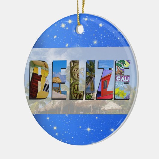ベリーズ旅行写真熱帯ビーチブルークリスマス セラミックオーナメント (左)