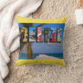 ベリーズ熱帯ビーチブルー海旅行写真 クッション (ブランケット)