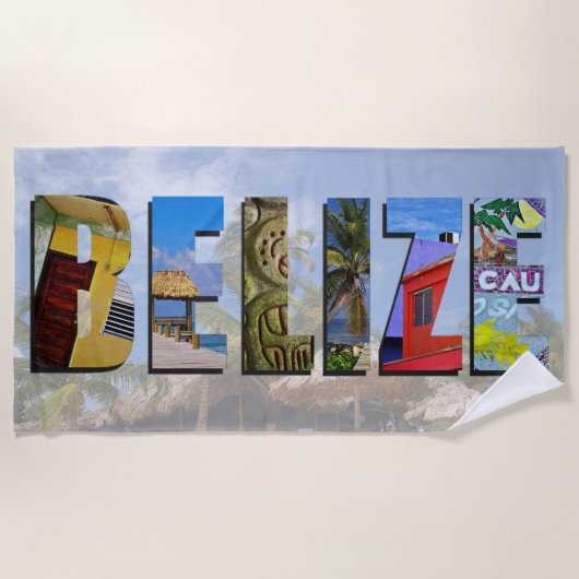 ベリーズ熱帯ビーチブルー海旅行写真 ビーチタオル (正面)
