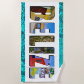 ベリーズ熱帯ビーチブルー海旅行写真 ビーチタオル (正面)