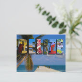 ベリーズ熱帯ビーチブルー海旅行写真 ポストカード (スタンド正面)