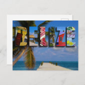 ベリーズ熱帯ビーチブルー海旅行写真 ポストカード (正面/裏面)