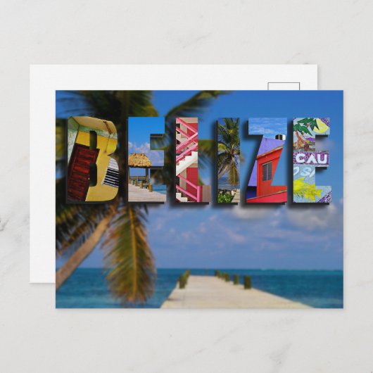 ベリーズ熱帯ビーチブルー海旅行写真 ポストカード (正面/裏面)