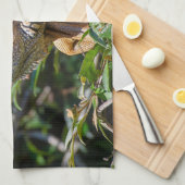 ベリーズ野生生物:オレンジ色のイグアナ・リザード写真 キッチンタオル (四つ折り)