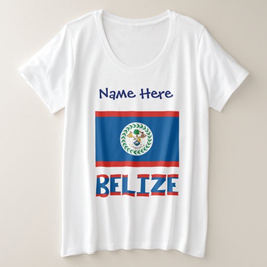 ベリーズ ベリーズ国旗 オーダーメイド プラスサイズTシャツ (デザイン正面)