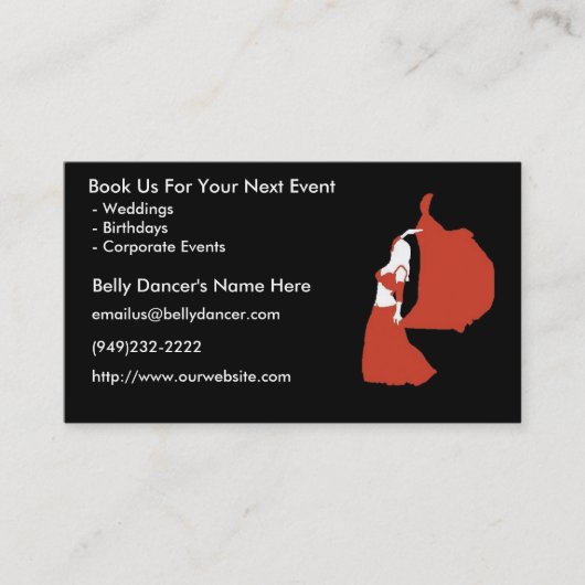 ベリーダンサーの名刺- 100のパッケージ 名刺 (正面)