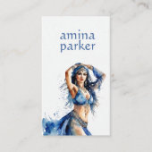 ベリーダンサーボリウッドオリエンタルウォーターカラーブルー 名刺 (正面)