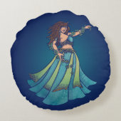 ベリーダンサールビーティール(緑がかった色)アート ラウンドクッション (裏面)