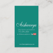 ベリーダンサーIIIのBollywoodのヒンディーのファッション(ティール(緑がかった色)) 名刺 (裏面)