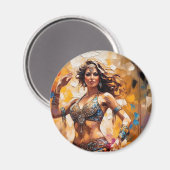 ベリーダンスカラフルの丸い磁石 マグネット (正面/裏面)