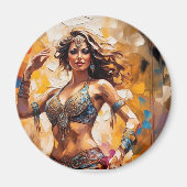 ベリーダンスカラフルの丸い磁石 マグネット (正面)