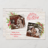 ベリーツイグブルーウッドフォトコラージュ メリークリスマス シーズンカード (正面/裏面)