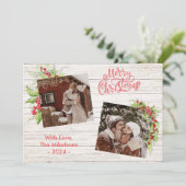 ベリーツイグブルーウッドフォトコラージュ メリークリスマス シーズンカード (スタンド正面)