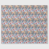 ベリーツリーで歌う冬の青いジェイ ラッピングペーパー (フラット)