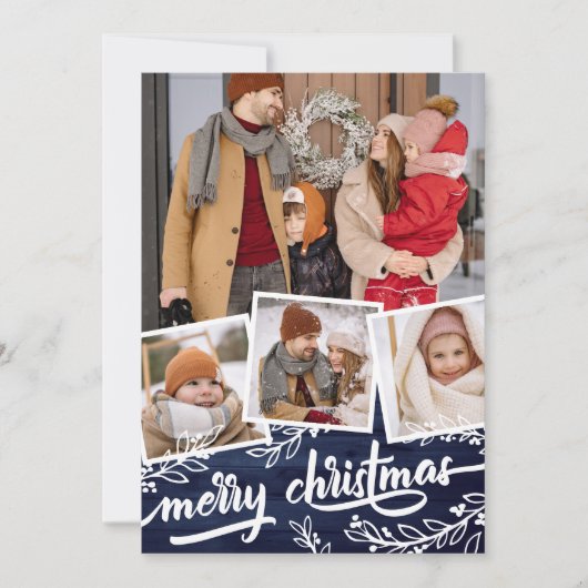 ベリートゥウィグブルーウッドフォトコラージメリークリスマス シーズンカード (正面)