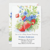 ベリードリームワイルドフラワーストリームボーイベビーシャワー 招待状 (正面/裏面)