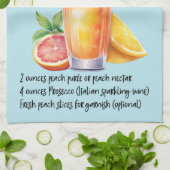 ベリーニカクテルレシピ キッチンタオル (折り畳み)