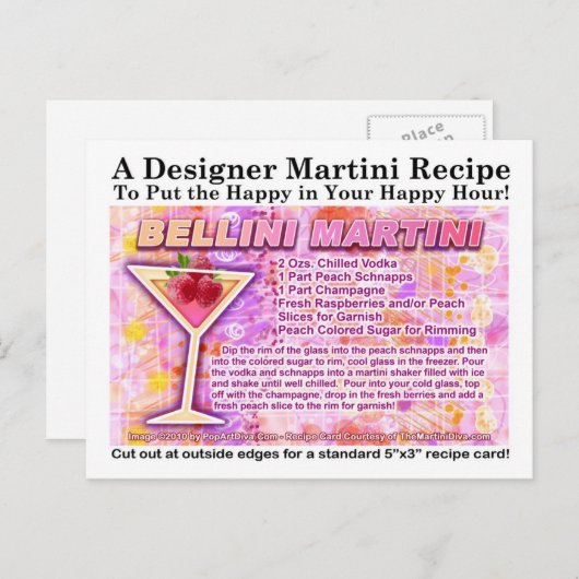ベリーニマルティーニレシピはがき ポストカード (正面/裏面)