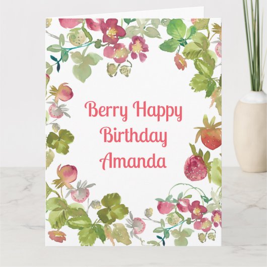 ベリーハッピーストロベリー誕生日 カード (正面)