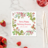 ベリーハッピーストロベリー誕生日 スタンダードカクテルナプキン (インサイチュ)