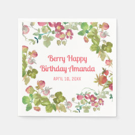 ベリーハッピーストロベリー誕生日 スタンダードカクテルナプキン