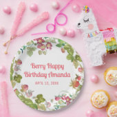 ベリーハッピーストロベリー誕生日 ペーパープレート (パーティー)