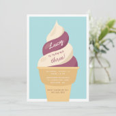 ベリーバニラスワールアイスクリーム子供の誕生日パーティー 招待状 (スタンド正面)