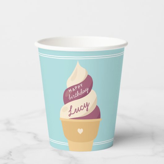 ベリーバニラスワールアイスクリーム子供の誕生日パーティー 紙コップ (正面)