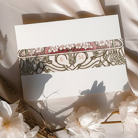 ベリーバンドアールヌーボーミュシャモノグラムイニシャル 招待状ベリーバンド