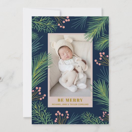 ベリーパインズ休日の写真誕生日のお知らせ シーズンカード (正面)