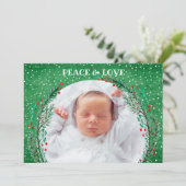 ベリーパインリースクリスマスフォトホリデーカード シーズンカード (スタンド正面)