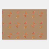 ベリーパターンオリーブグリーンマゼンタブラウン ラッピングペーパーシート (正面)