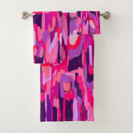ベリーパッチ：赤とピンクの抽象芸術 バスタオルセット