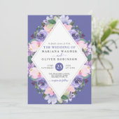 ベリーパープルピンクウォーターカラー結婚フローラズ 招待状 (スタンド正面)