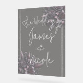 ベリーパープル&ブラックリリーバラ結婚フローラ アクリルサイン (傾斜)