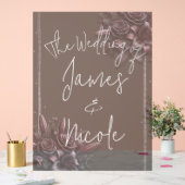 ベリーパープル&ブラックリリーバラ結婚フローラ アクリルサイン (ウェディング)