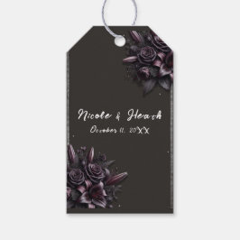 ベリーパープル&ブラックリリーバラ結婚フローラ ギフトタグ